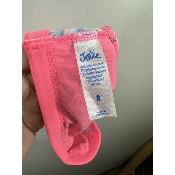 Justice Girls Pink Geometric Print 2pc Bikini Set Bathing‎ Suit Sz 8 NEW No Tags - Picture 11 of 11